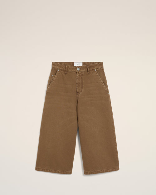 Brown Cotton Long Bermuda Short - 1 - Ami Paris