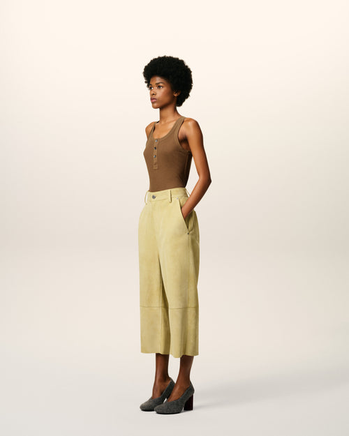 Green Leather Bermuda - 6 - Ami Paris