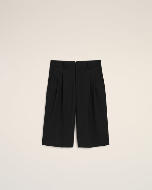                                 Bermuda corta ancha de talle bajo de lana virgen negra - 3                             - Ami Paris
