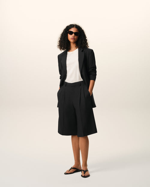                                 Black New Wool High Waist Wide Bermuda Shorts - 3                             - Ami Paris