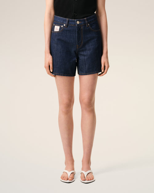 Short Bleu Empiècement Héritage Ami Paris en Coton - Femme - 3 - AMI Paris - Ami Paris