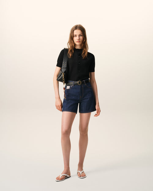                                 Blue Cotton Ami Paris Heritage Label Shorts - 3                             - Ami Paris