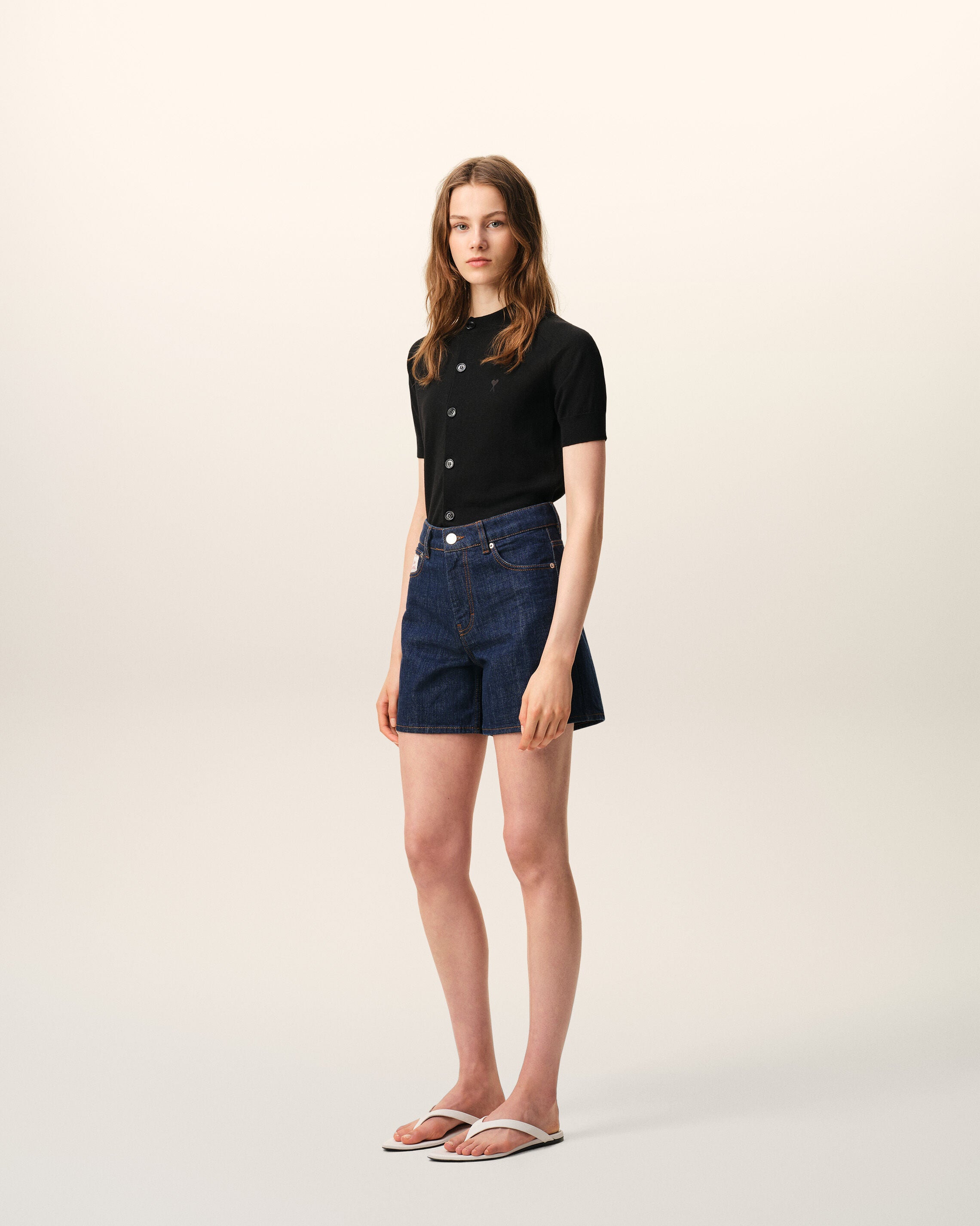Short Bleu Empiècement Héritage Ami Paris en Coton - 6