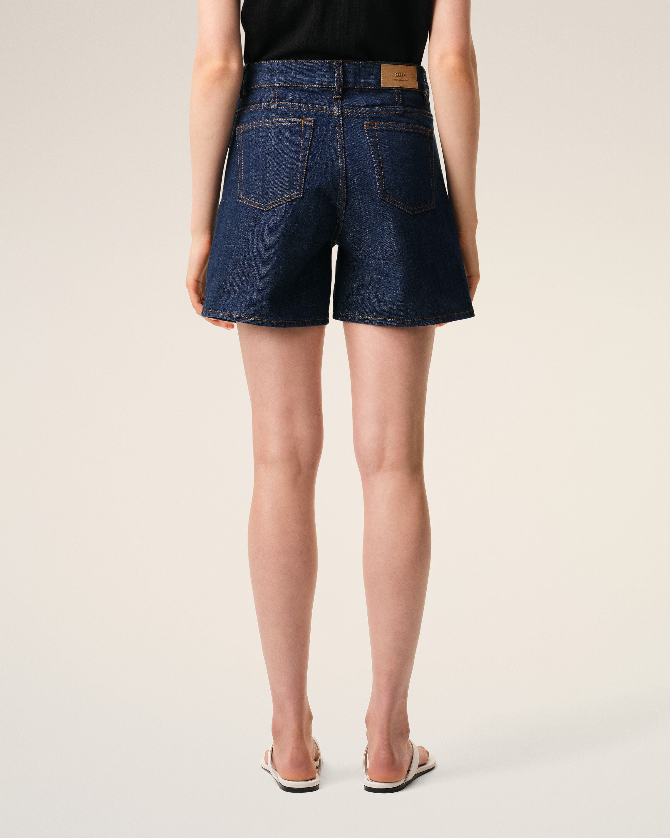 Short Bleu Empiècement Héritage Ami Paris en Coton - 4