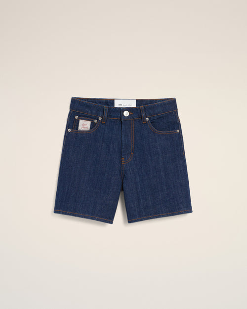                                     Blue Cotton Ami Paris Heritage Label Shorts - 3                                 - Ami Paris