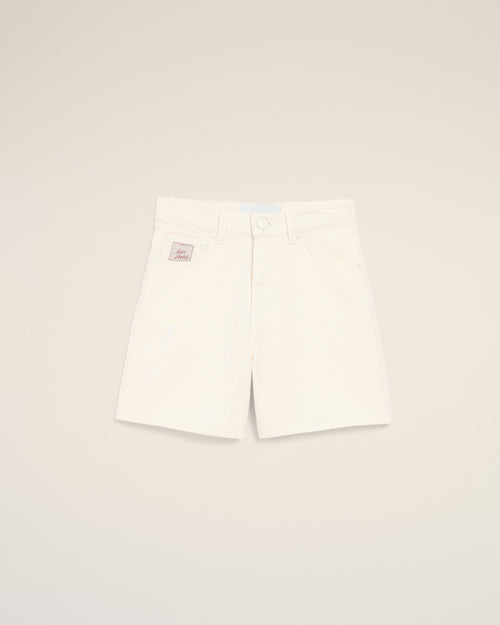                                 White Cotton Shorts With Ami Paris Heritage Label - 3                             - Ami Paris
