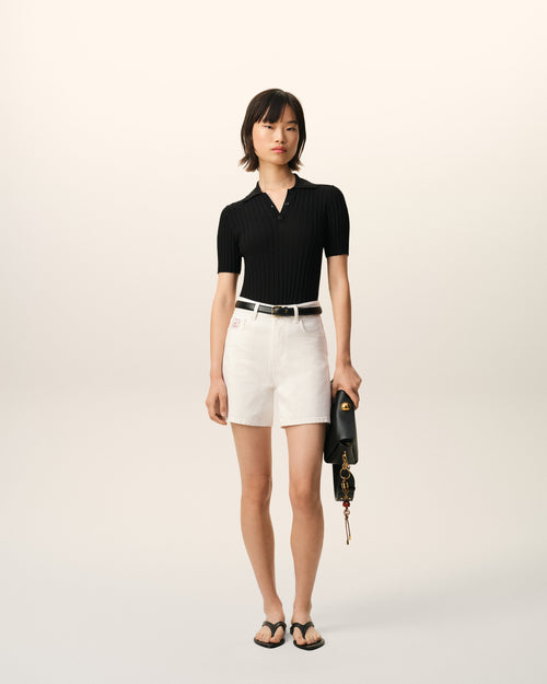                                     White Cotton Shorts With Ami Paris Heritage Label - 3                                 - Ami Paris