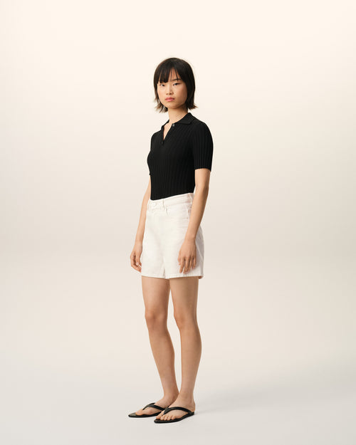 White Cotton Shorts With Ami Paris Heritage Label - Woman - 6 - AMI Paris - Ami Paris