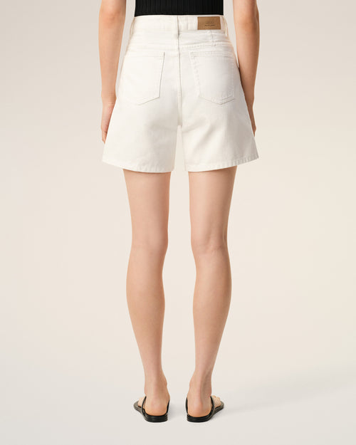 White Cotton Shorts With Ami Paris Heritage Label - Woman - 4 - AMI Paris - Ami Paris