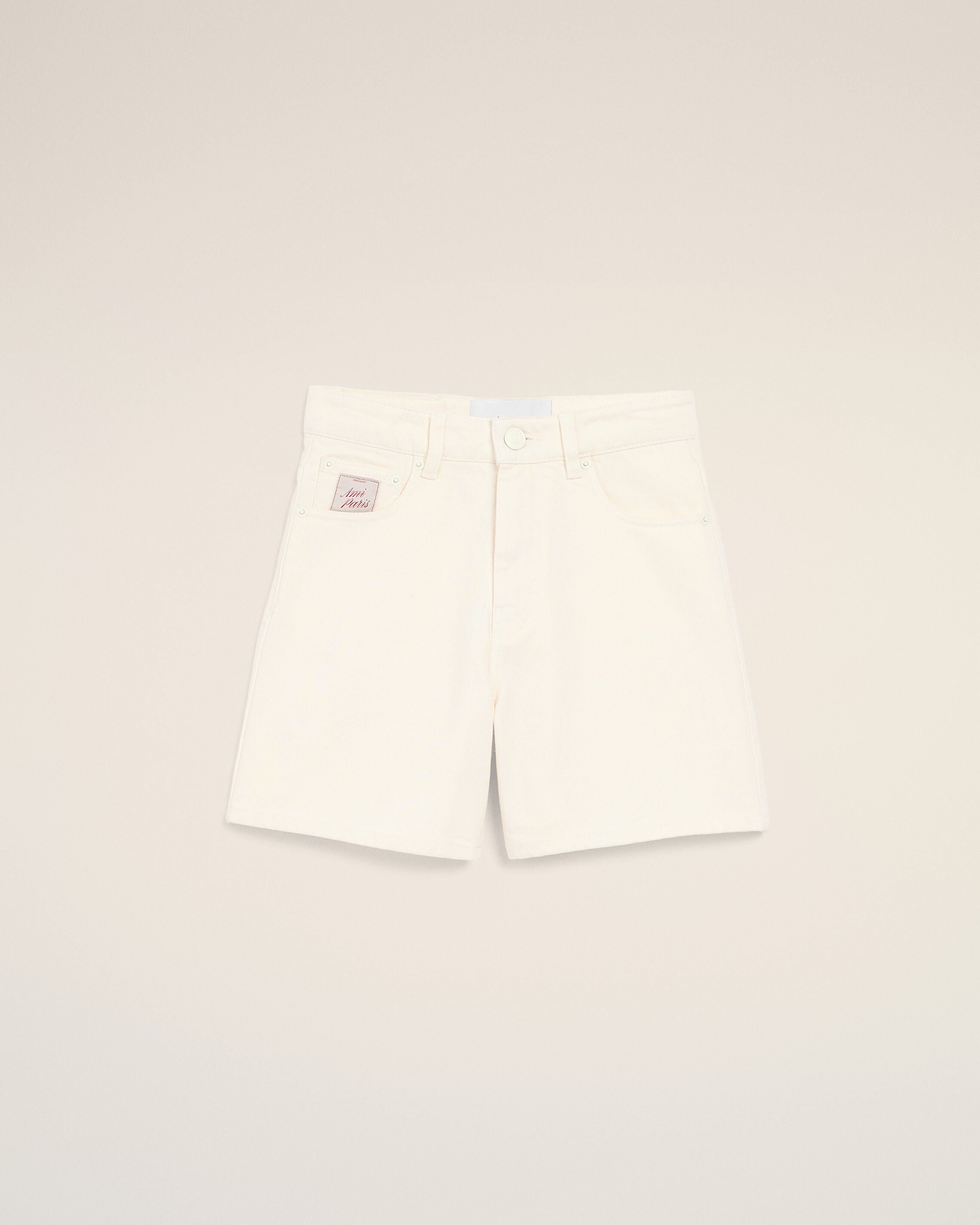 White Cotton Shorts With Ami Paris Heritage Label - 1