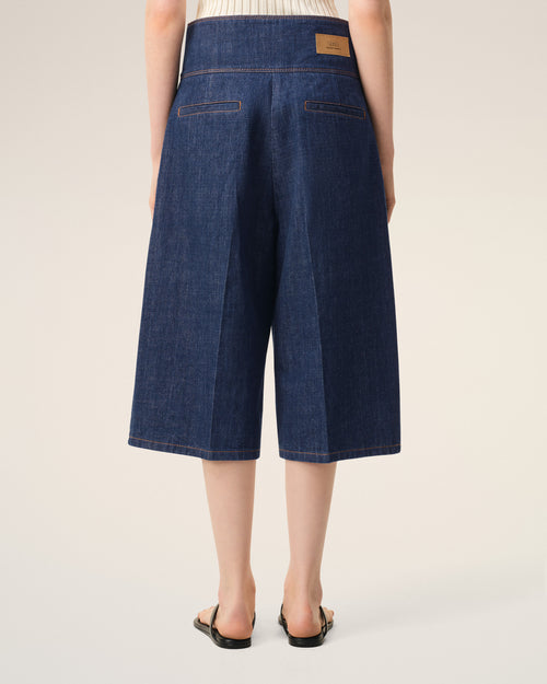 Blue Cotton Wrapped Belted Bermuda Shorts - Woman - 4 - AMI Paris - Ami Paris