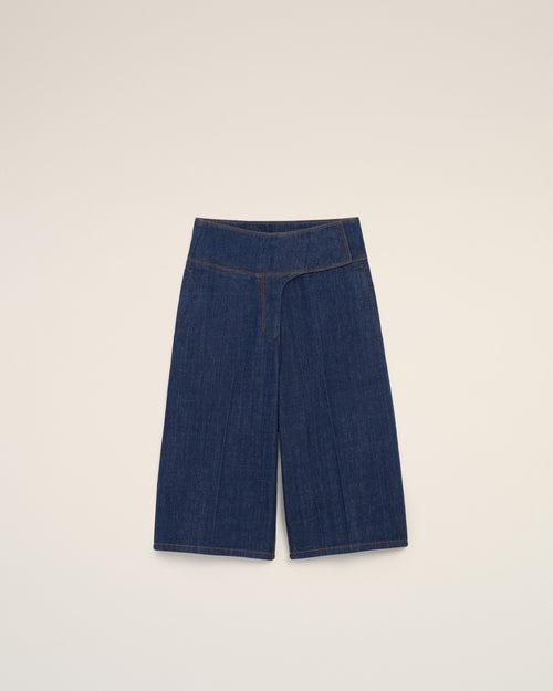                                     Blue Cotton Wrapped Belted Bermuda Shorts - 3                                 - Ami Paris