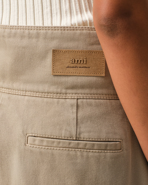 Beige Cotton Wrapped Belted Bermuda Shorts - Woman - 5 - AMI Paris - Ami Paris