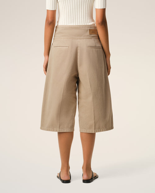 Beige Cotton Wrapped Belted Bermuda Shorts - Woman - 4 - AMI Paris - Ami Paris