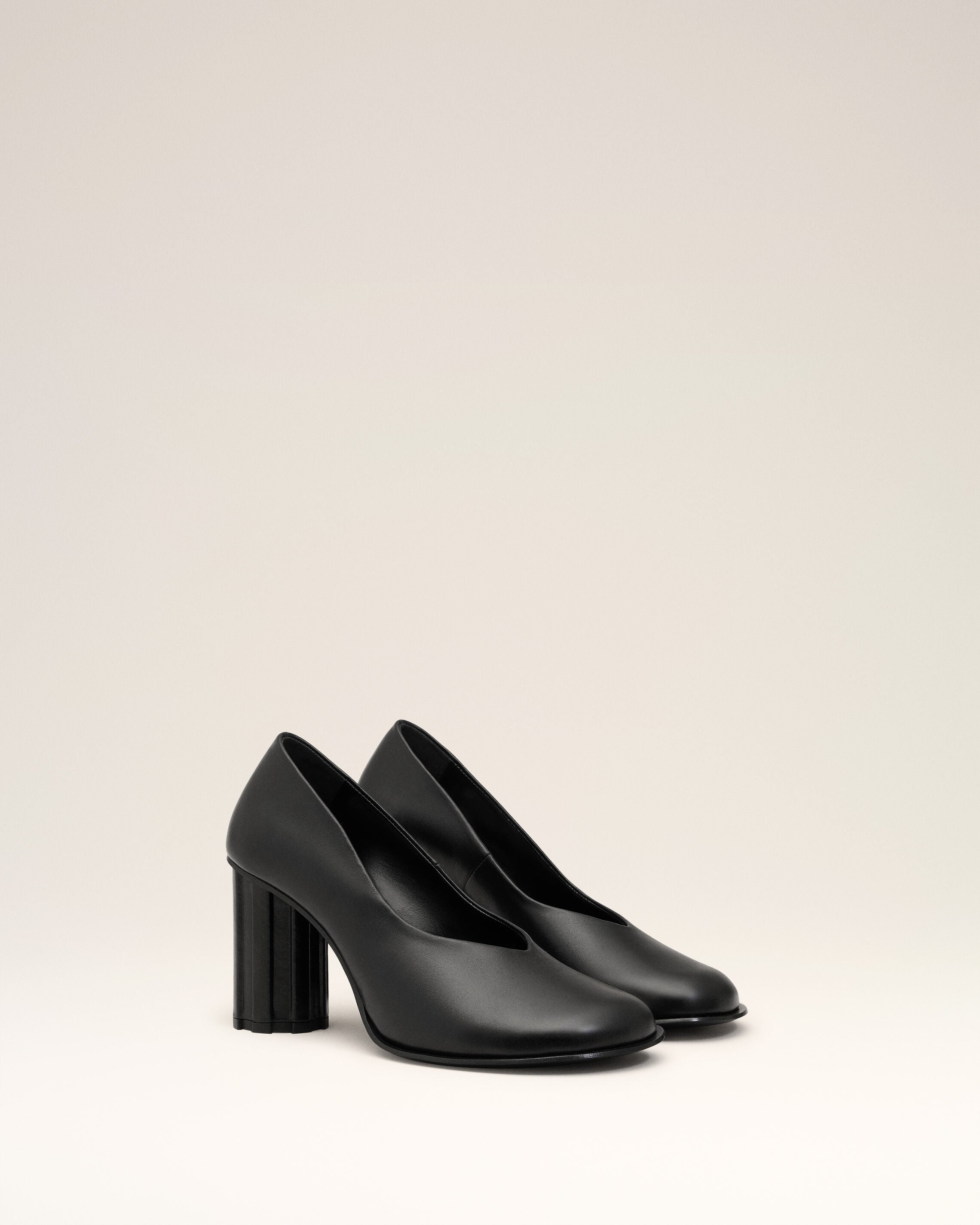 Anatomisch geformte Piano Pumps aus schwarzem Leder - 3