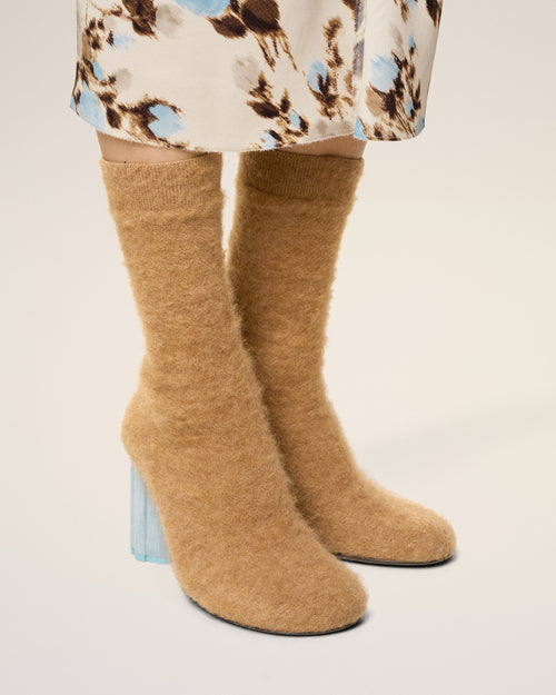                             Brown Mohair Knit Piano Ankle Boots - 3                         - Ami Paris