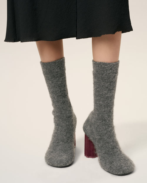 Black Mohair Knit Piano Ankle Boots - 4 - Ami Paris