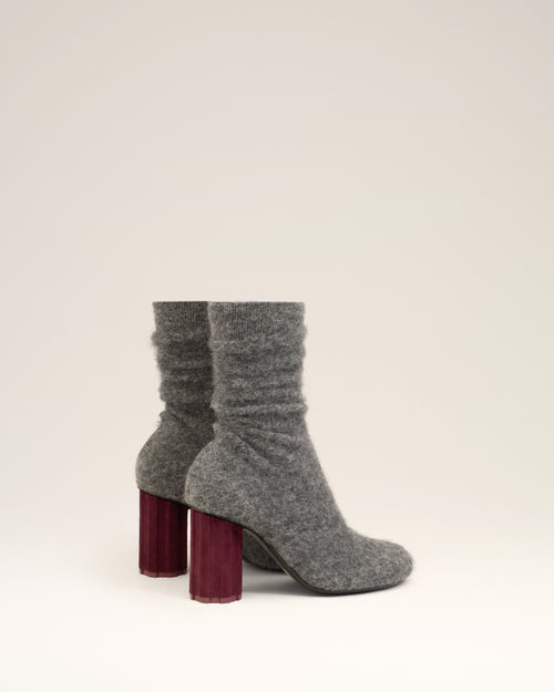 Black Mohair Knit Piano Ankle Boots - 4 - Ami Paris