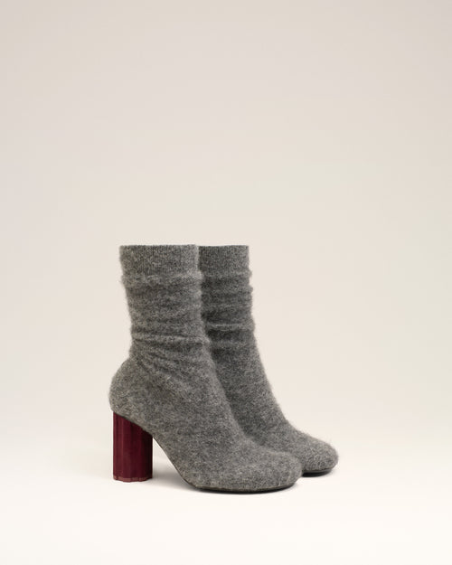 Black Mohair Knit Piano Ankle Boots - 3 - Ami Paris