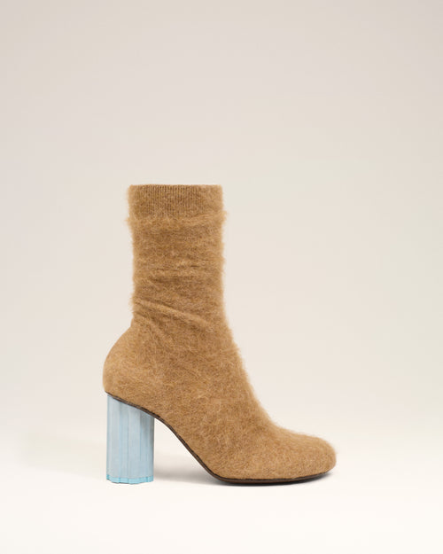                                 Brown Mohair Knit Piano Ankle Boots - 3                             - Ami Paris