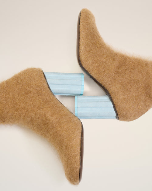 Brown Mohair Knit Piano Ankle Boots - 5 - Ami Paris