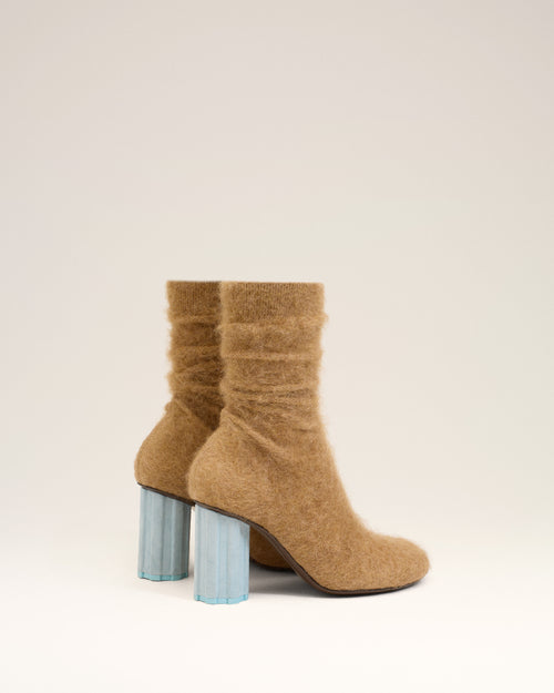 Brown Mohair Knit Piano Ankle Boots - 4 - Ami Paris