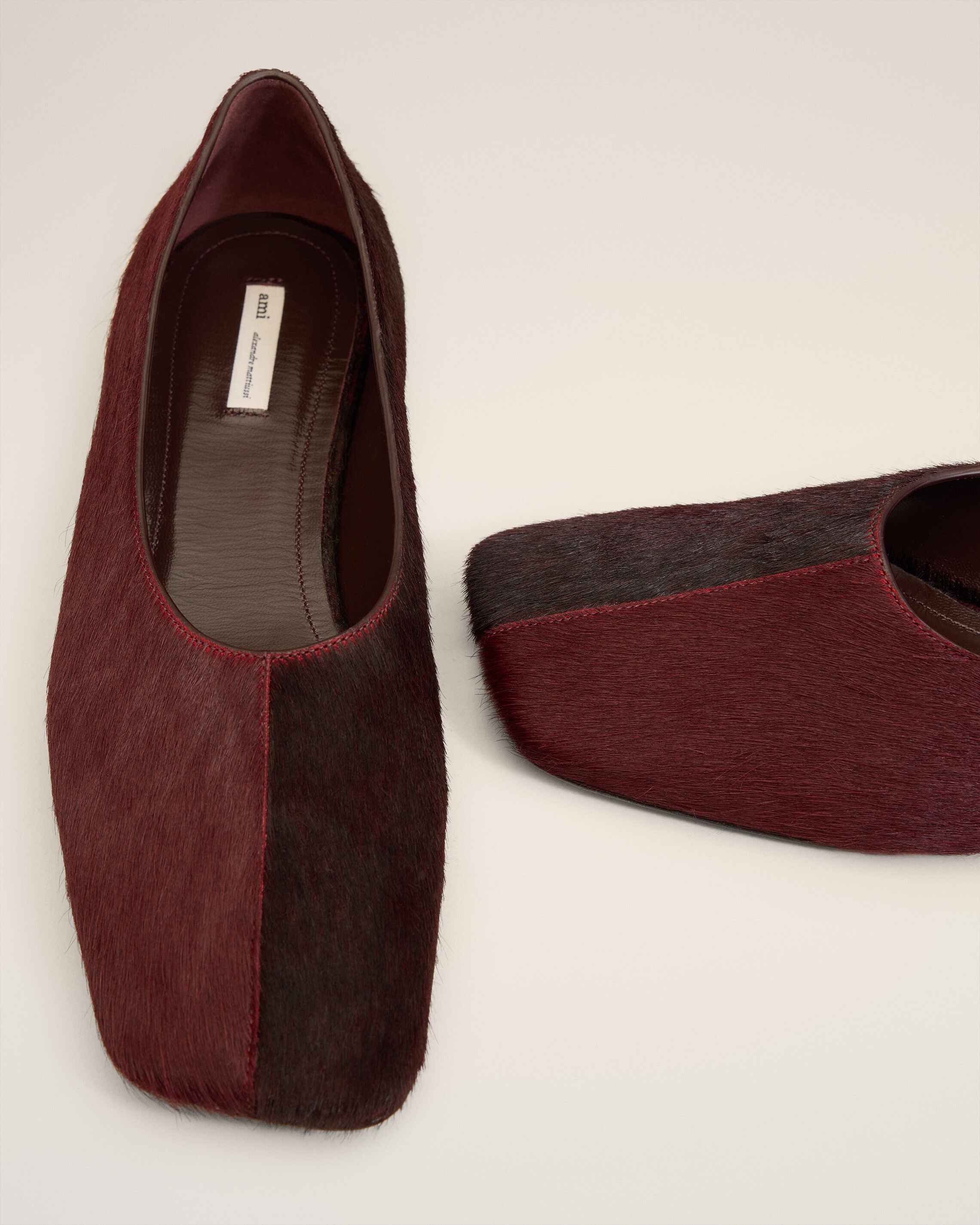 Souliers Bordeaux Plat Bicolores En Cuir - 5