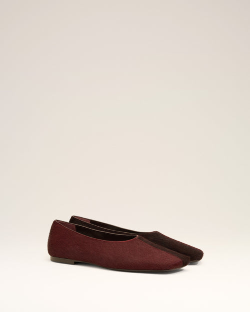 Burgundy Leather Bicolor Flat Shoes - 3 - Ami Paris