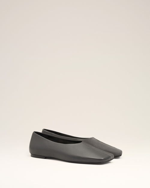Black Leather Bicolor Ballerinas - 3 - Ami Paris