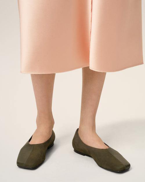                             Green Leather Bicolor Ballerinas - 3                         - Ami Paris