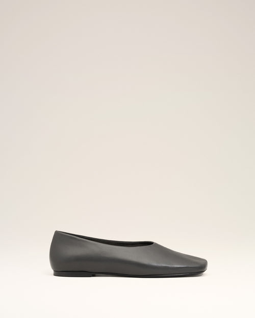Black Leather Bicolor Ballerinas - 4 - Ami Paris