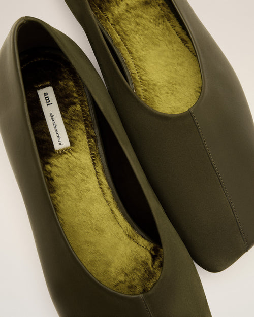 Green Leather Bicolor Ballerinas - 5 - Ami Paris