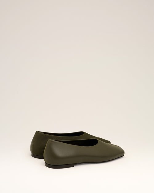 Green Leather Bicolor Ballerinas - 4 - Ami Paris