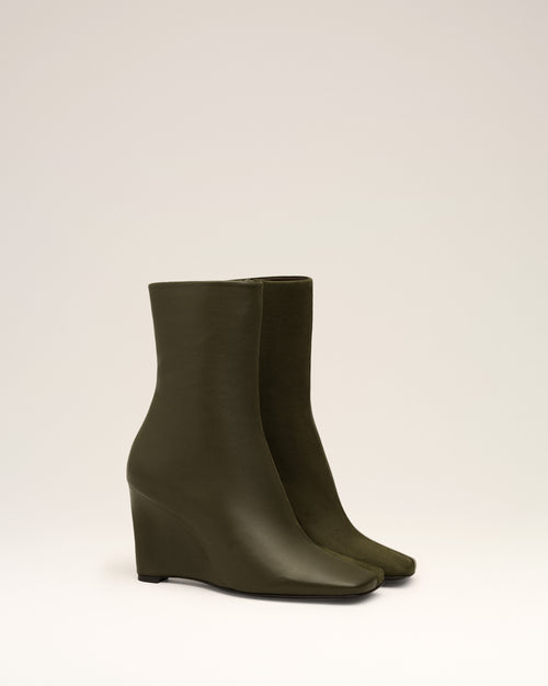 Bottines Vertes Bicolores En Cuir - 3 - Ami Paris