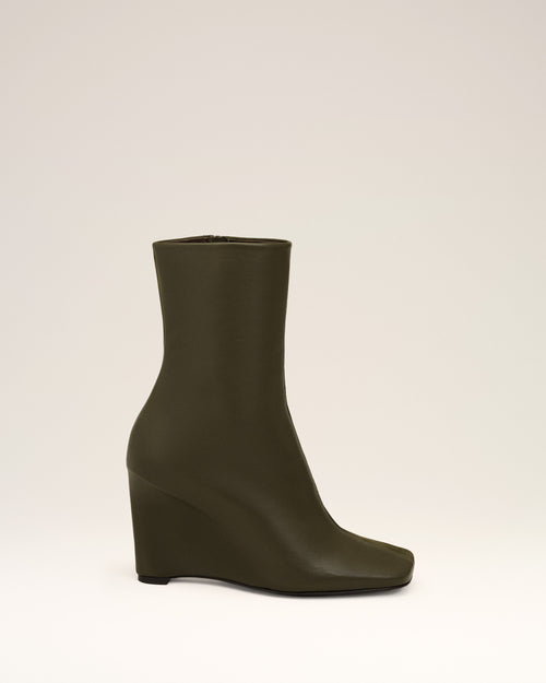                                 Botines bicolores de piel verde - 3                             - Ami Paris