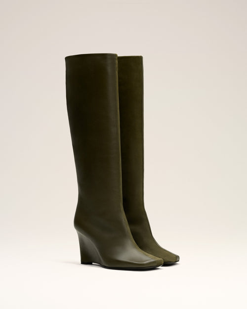 Bottes Vertes Bicolores En Cuir - 3 - Ami Paris