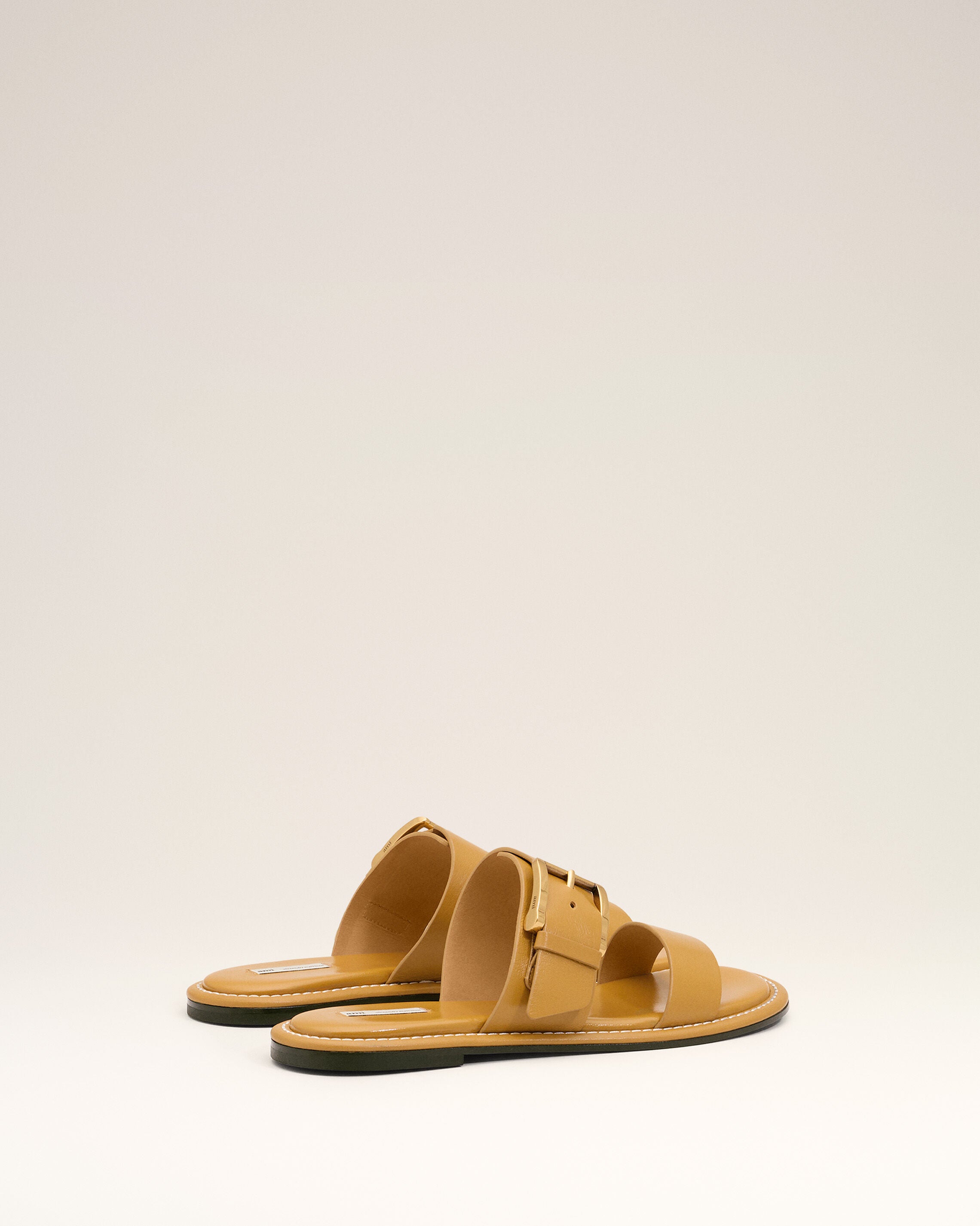 Yellow Cow Leather Buckle Sandals - 4
