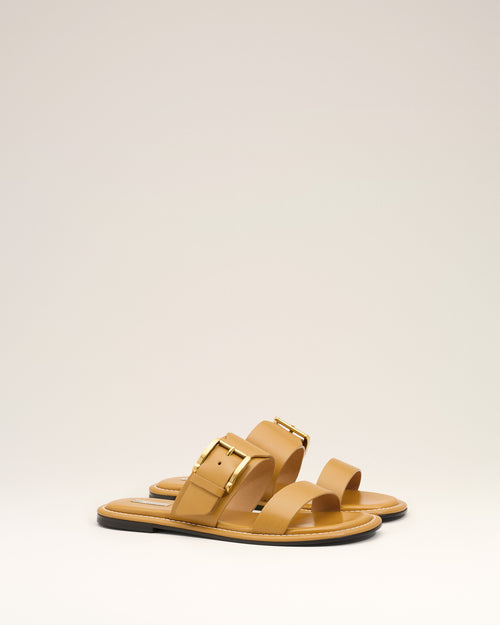 Sandales A Boucle Jaunes en Cuir De Veau - Femme - 3 - AMI Paris - Ami Paris