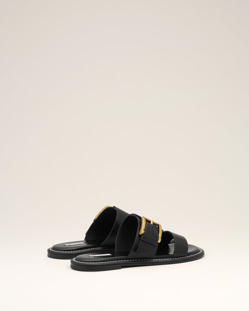 Black Cow Leather Buckle Sandals - Woman - 4 - AMI Paris - Ami Paris