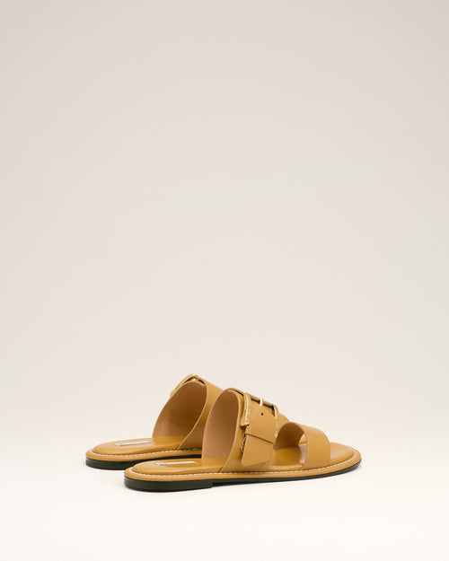 Sandales A Boucle Jaunes en Cuir De Veau - Femme - 4 - AMI Paris - Ami Paris