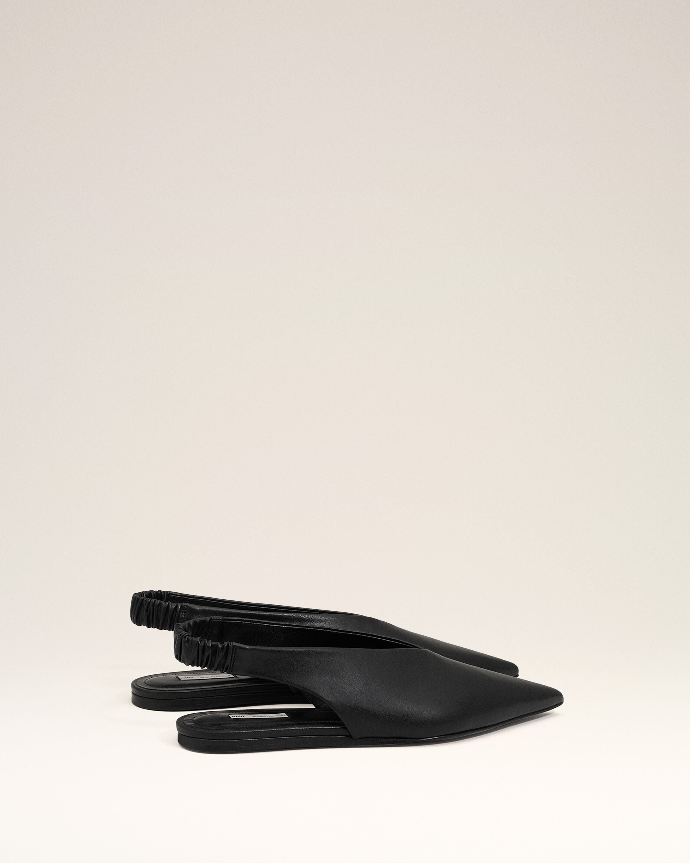 Black Lamb Leather Pointed Toe Slingbacks - 4