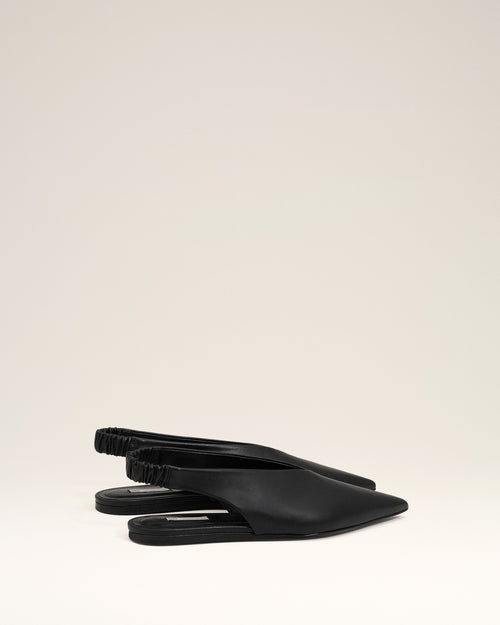 Slingbacks A Bout Pointu Noires en Cuir D'Agneau - Femme - 4 - AMI Paris - Ami Paris
