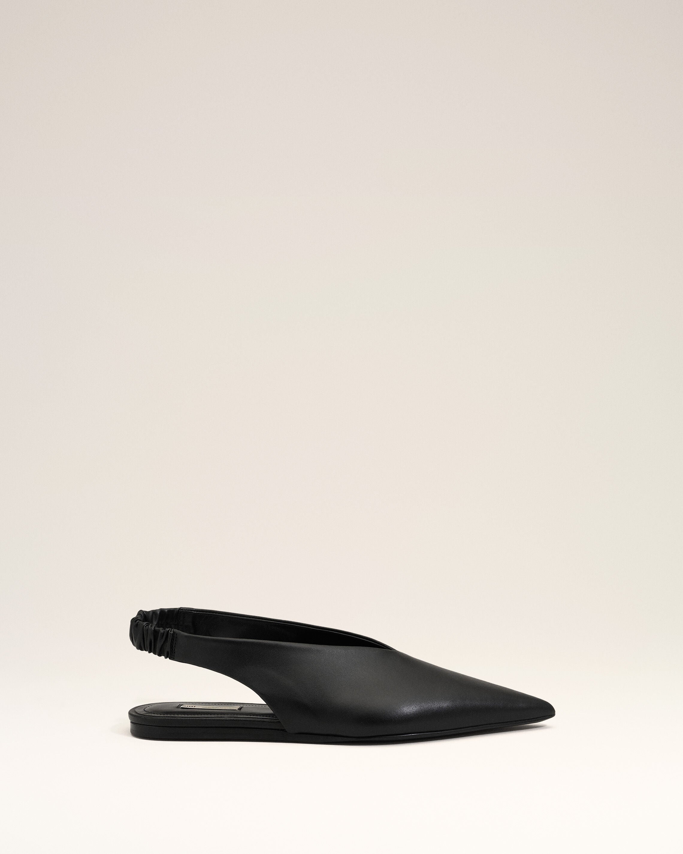 Black Lamb Leather Pointed Toe Slingbacks - 1