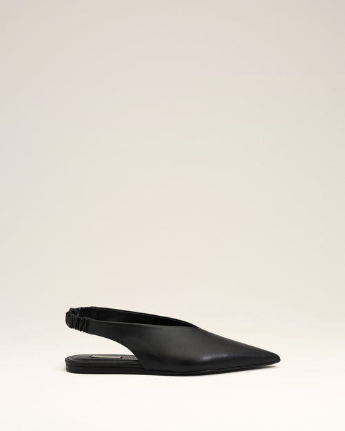 Black Lamb Leather Pointed Toe Slingbacks - Woman - 1 - AMI Paris - Ami Paris