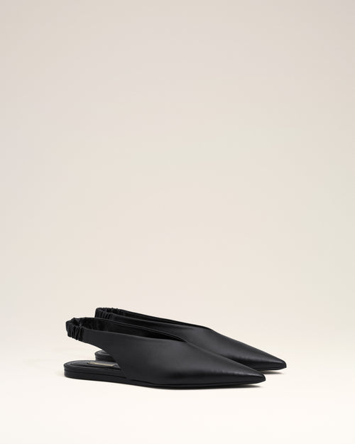 Black Lamb Leather Pointed Toe Slingbacks - Woman - 3 - AMI Paris - Ami Paris