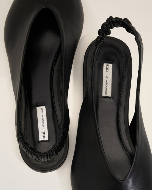Black Lamb Leather Pointed Toe Slingbacks - 5 - Ami Paris