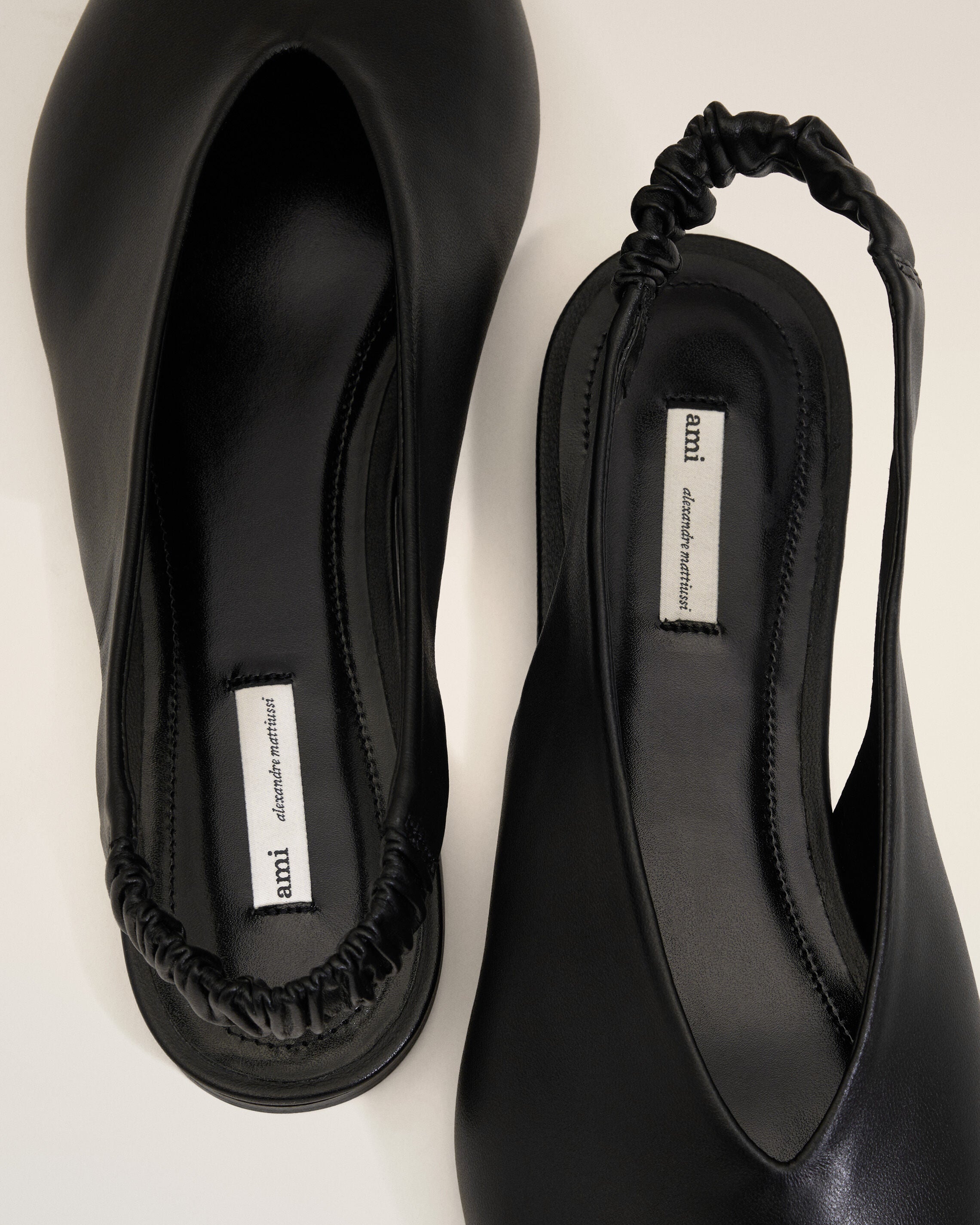 Black Lamb Leather Pointed Toe Slingbacks - 5