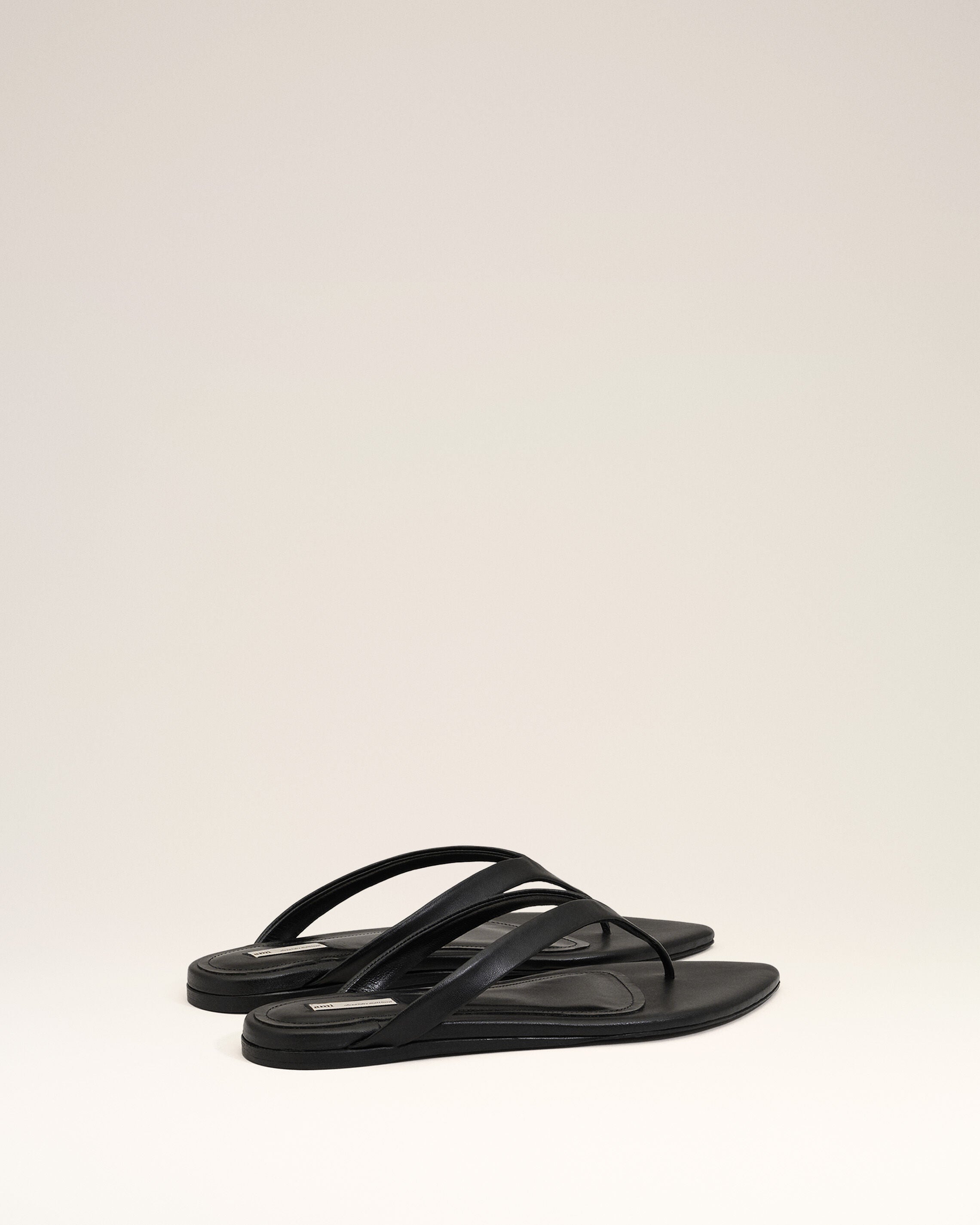 Black Lamb Leather Pointed Toe Flip Flops - 4
