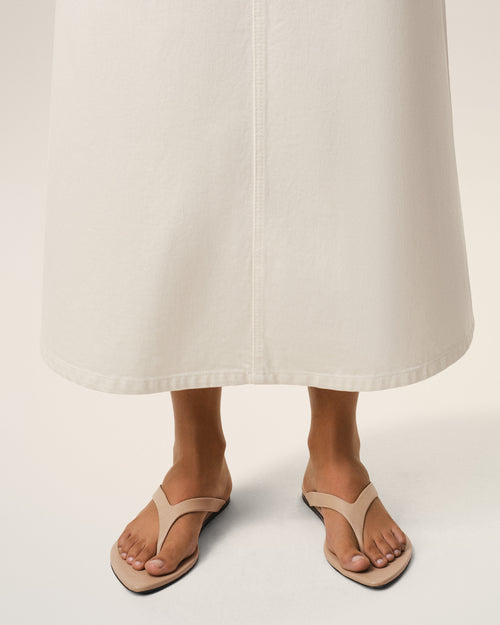                                     Beige Lamb Leather Pointed Toe Flip Flops - 3                                 - Ami Paris