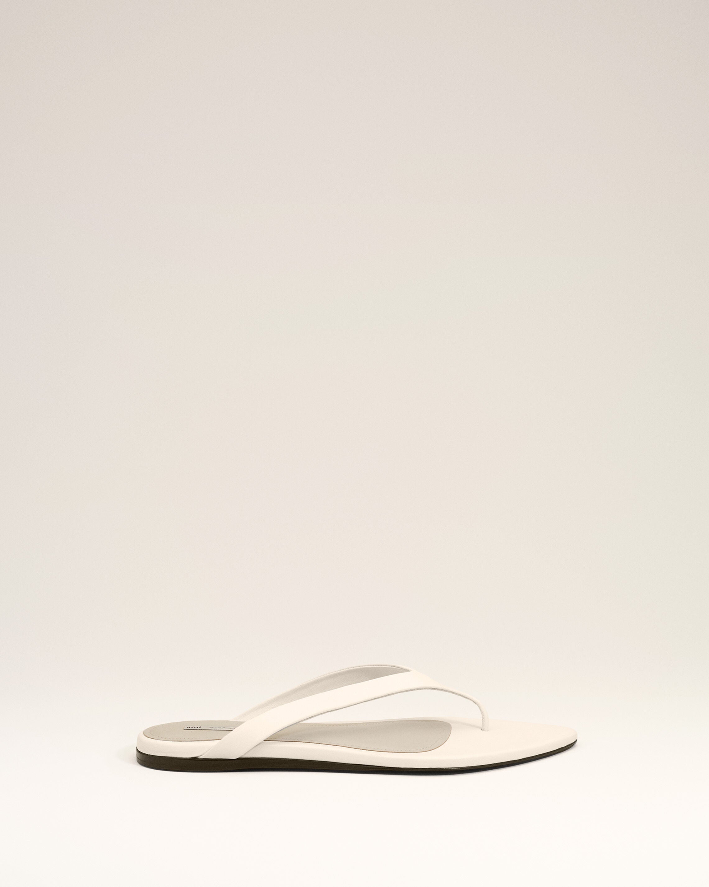 White Lamb Leather Pointed Toe Flip Flops - 1